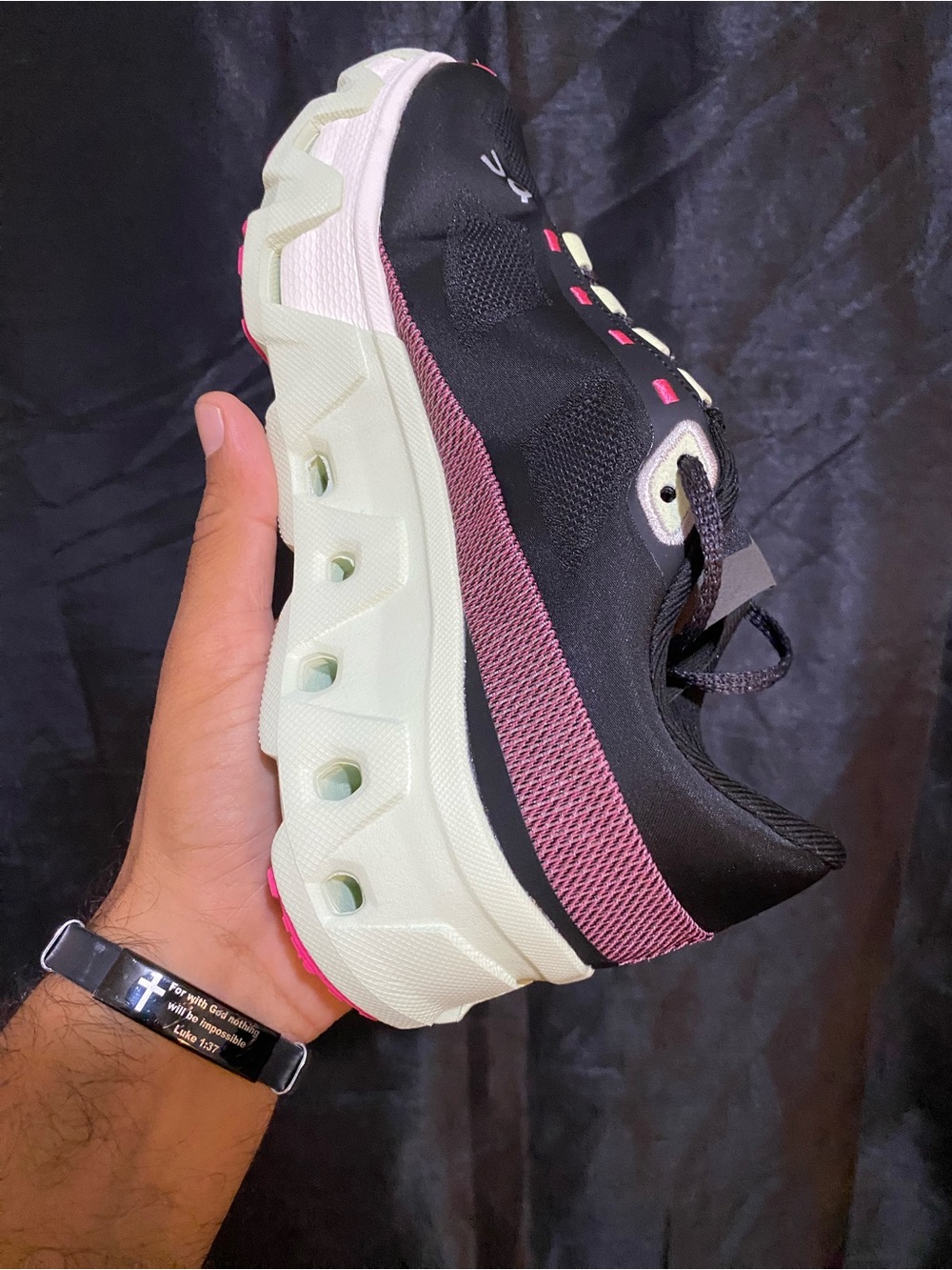 Oncloud monster hyper Black Sneakers with Pink and Cream Accents - Picture 8 of 10